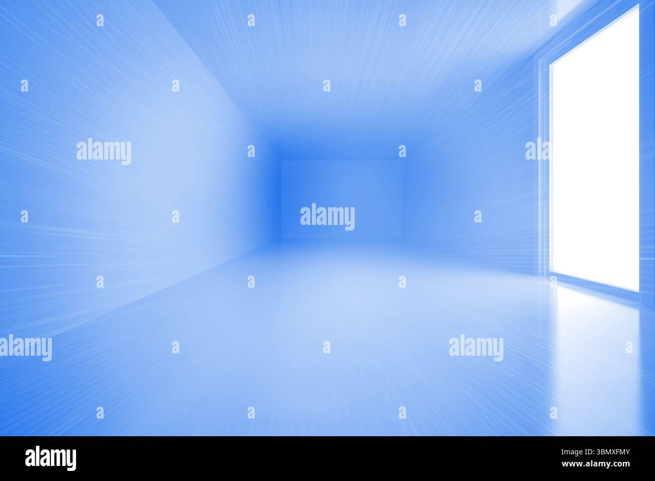 Hell blaues Zimmer mit Fenster Stockfoto