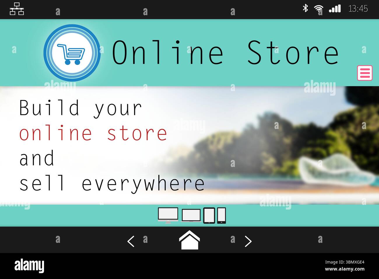 Online-Shopping-Webseite auf dem Bildschirm Stockfoto