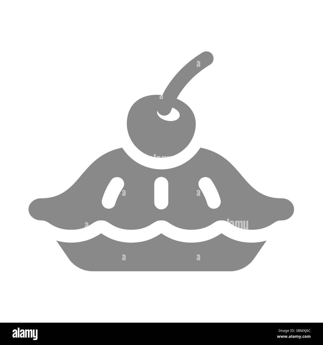 Vektorsymbol für Kirschkuchen. Traditionelles amerikanisches Diner und Bäckerei Kirschgebäck. Stock Vektor