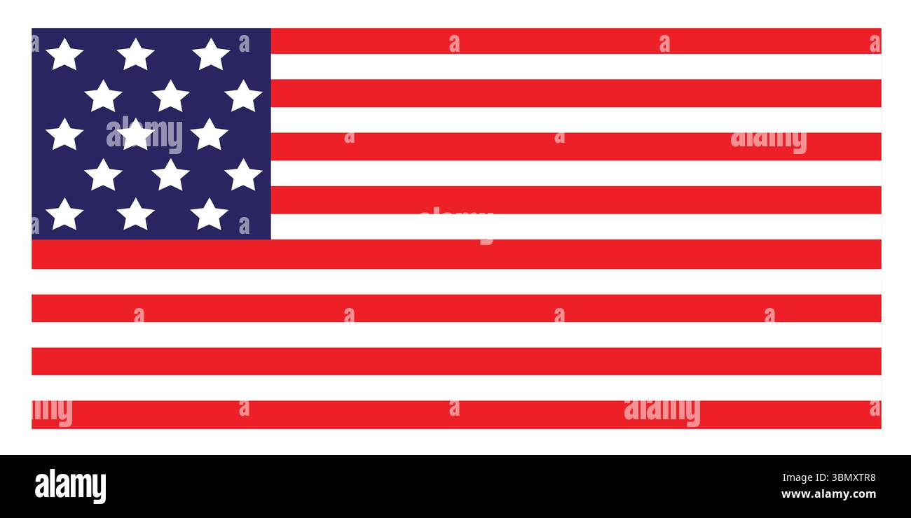 Vektor-Illustration der Flagge der Vereinigten Staaten von Amerika. Ideal für den Unabhängigkeitstag, patriotische Feiern, Nationalstolz, amerikanisches Kulturerbe. Stock Vektor