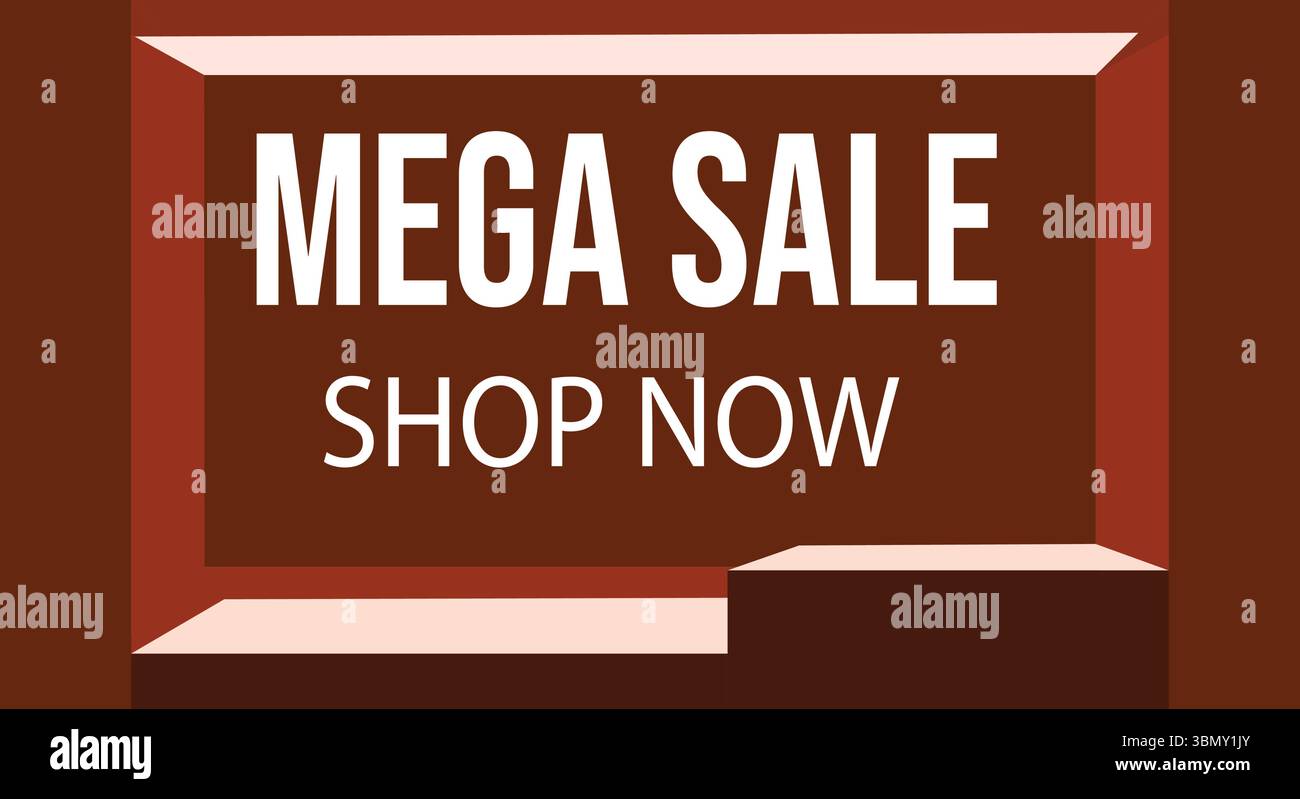 Mega Sale Brown Banner Jetzt Werbe-Label-Design Kaufen Stock Vektor