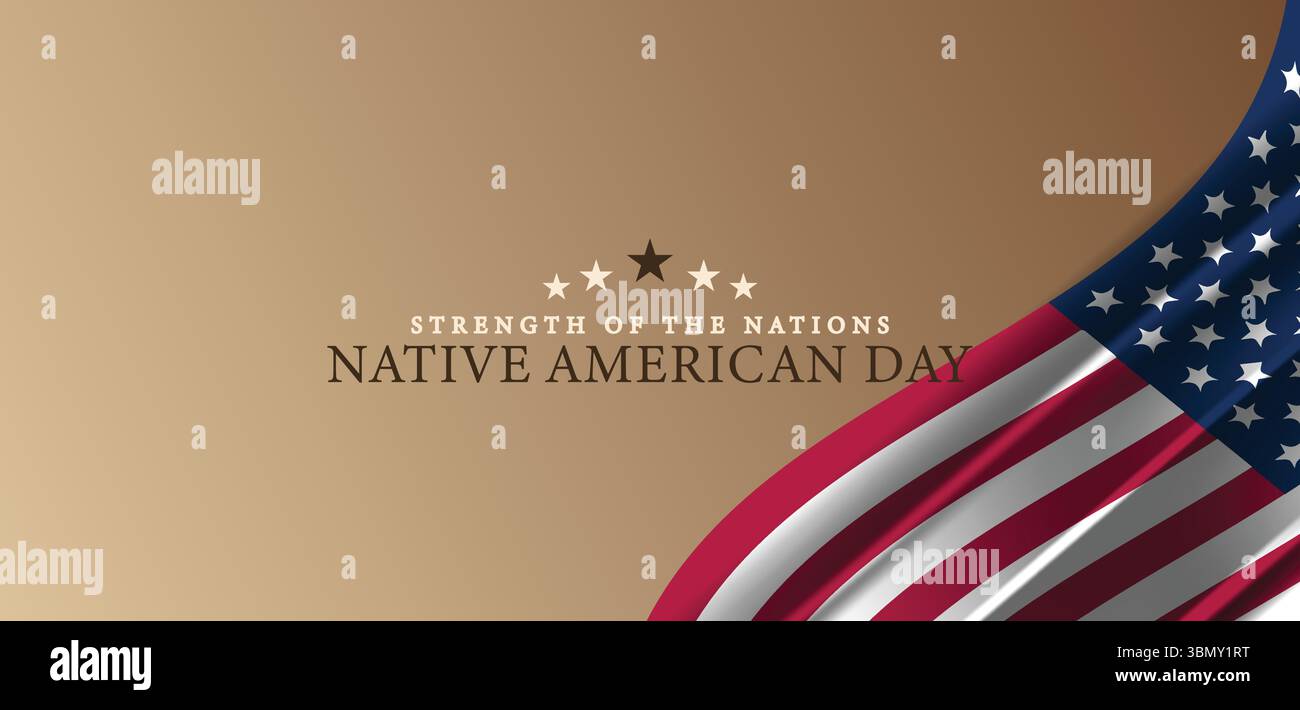 Patriotische Grafik zum Tag der amerikanischen Ureinwohner mit Sternen und auffälligem Design mit dreieckiger Flagge Stock Vektor