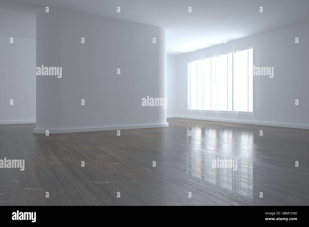 Helles Zimmer mit Wand in der Mitte Stockfoto