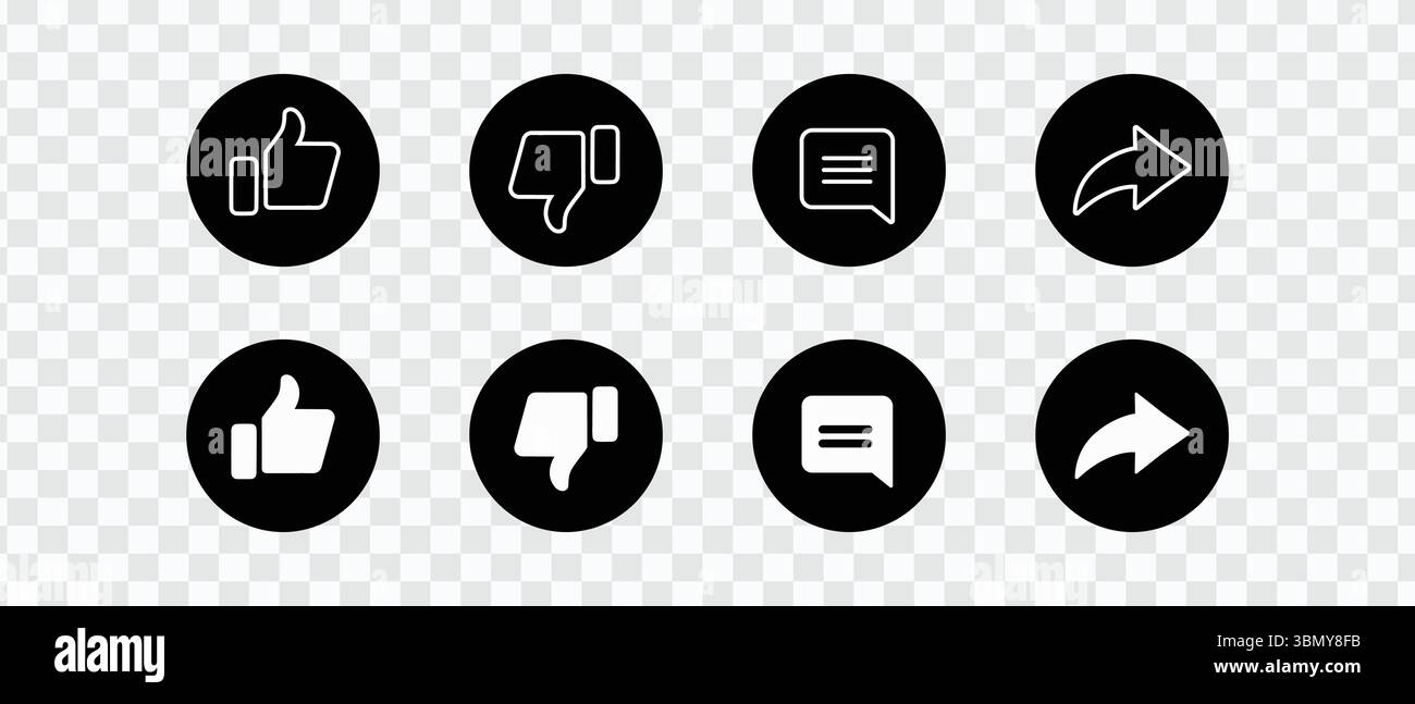 „Social Media Interface Symbolset in Line Style: Kommunikations- und Interaktionssymbole“ Stock Vektor