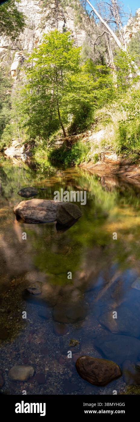 Reflexionen über Wasser, Sedona, Arizona, USA Stockfoto