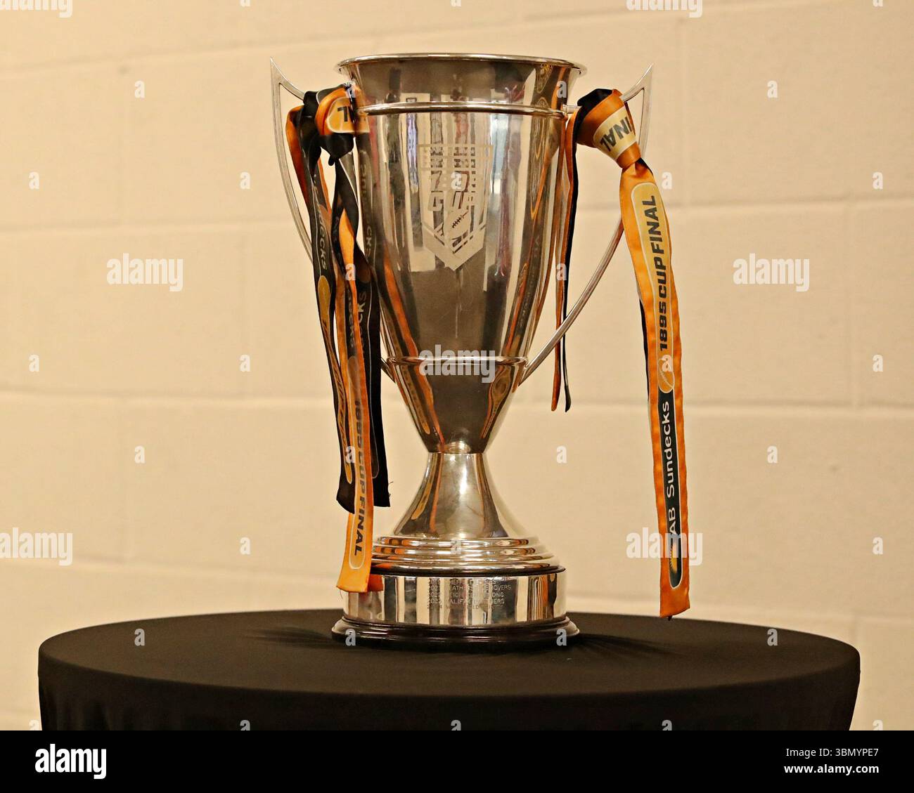 York, Yorkshire, Großbritannien. Juni 2025. Der ab Sundecks 1895 Cup wird vor dem Betfred Championship Match York City Knights vs Featherstone Rovers im LNER Community Stadium, York, Großbritannien, am 29. Juni 2025 gezeigt (Foto: Sam Eaden/News Images) Credit: News Images LTD/Alamy Live News Stockfoto