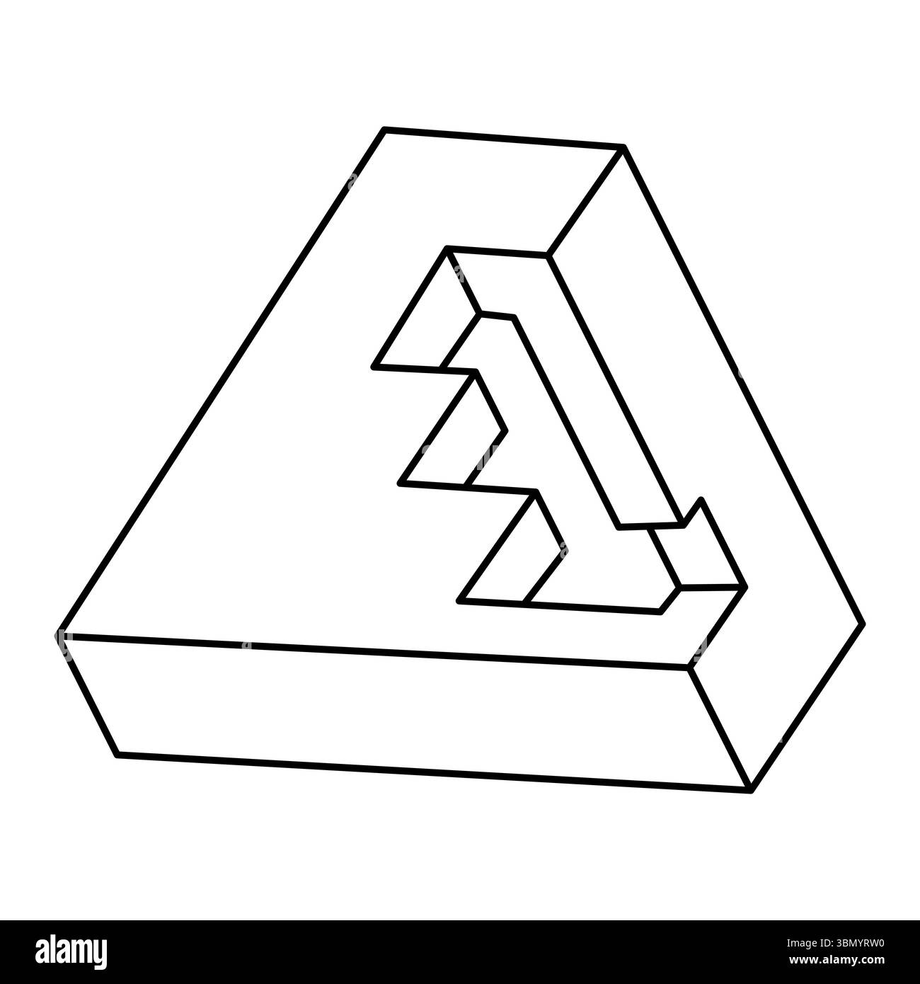 Optische Illusionsform, unwirklicher geometrischer Objektvektor. Unmögliche Figur. Stock Vektor