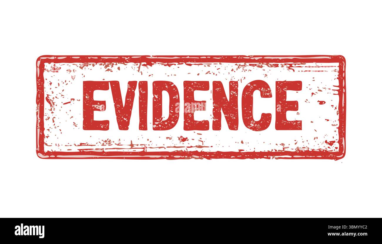 'Grunge Red 'EVIDENCE' Rubber Stamp Vector with distressed minimalist Style' Stock Vektor