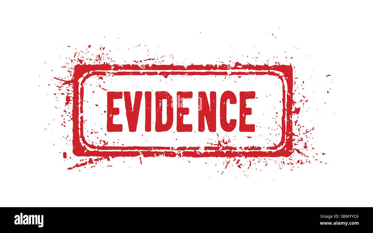 'Grunge Red 'EVIDENCE' Rubber Stamp Vector with distressed minimalist Style' Stock Vektor
