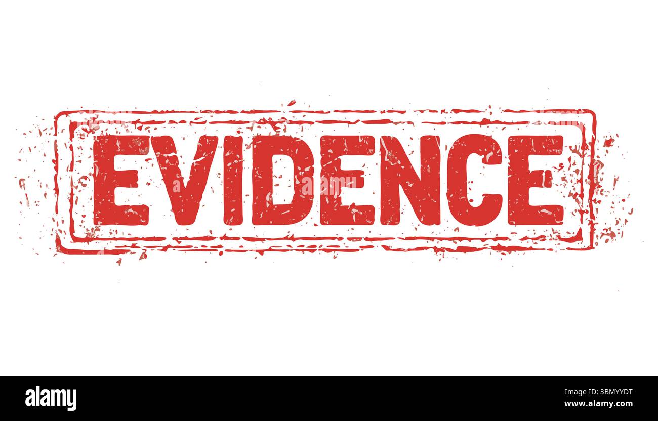 'Grunge Red 'EVIDENCE' Rubber Stamp Vector with distressed minimalist Style' Stock Vektor