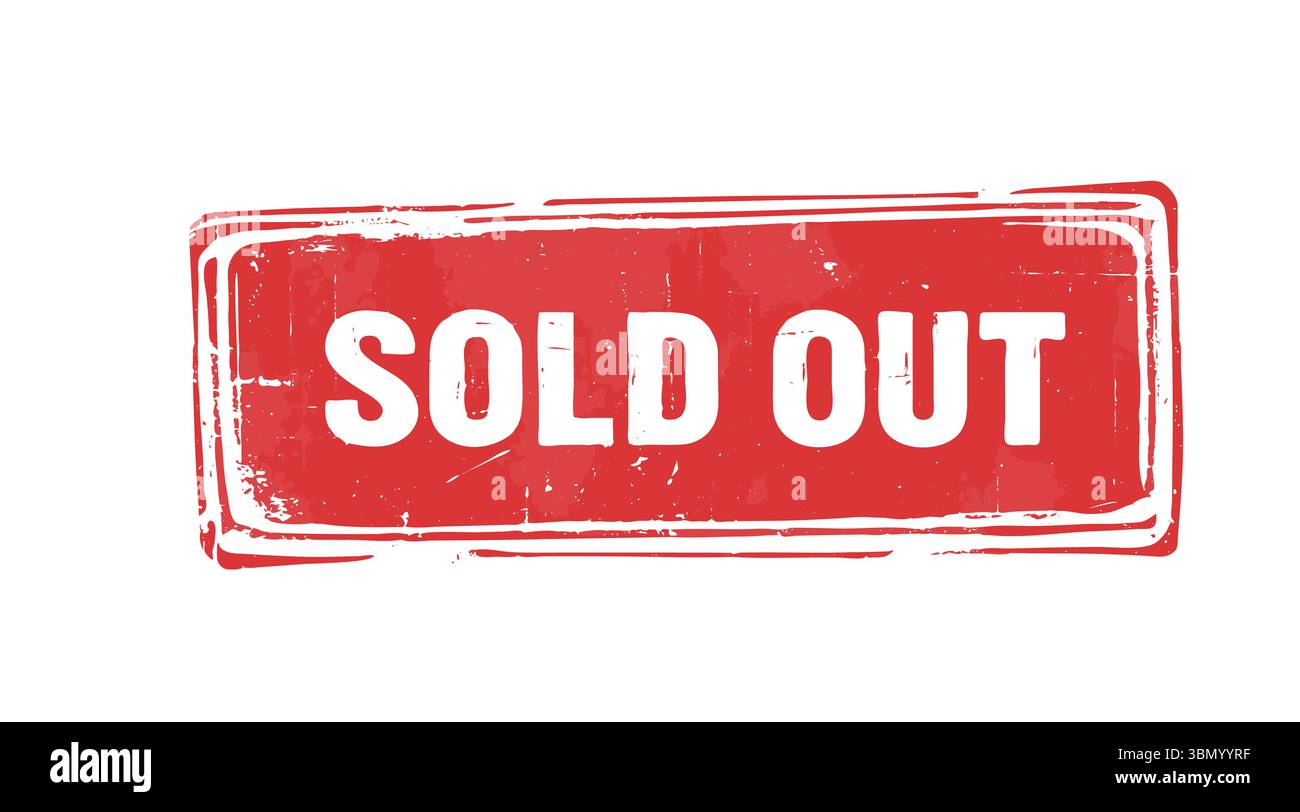 'Grunge Red 'SOLD OUT' Gummistempel Vektor mit Fett weißem Text und Distress-Effekt' Stock Vektor