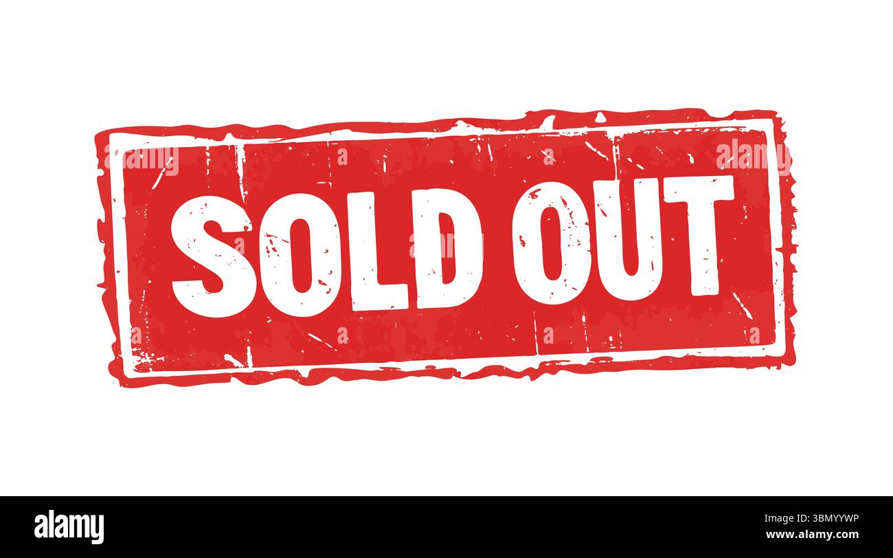 'Grunge Red 'SOLD OUT' Gummistempel Vektor mit Fett weißem Text und Distress-Effekt' Stock Vektor