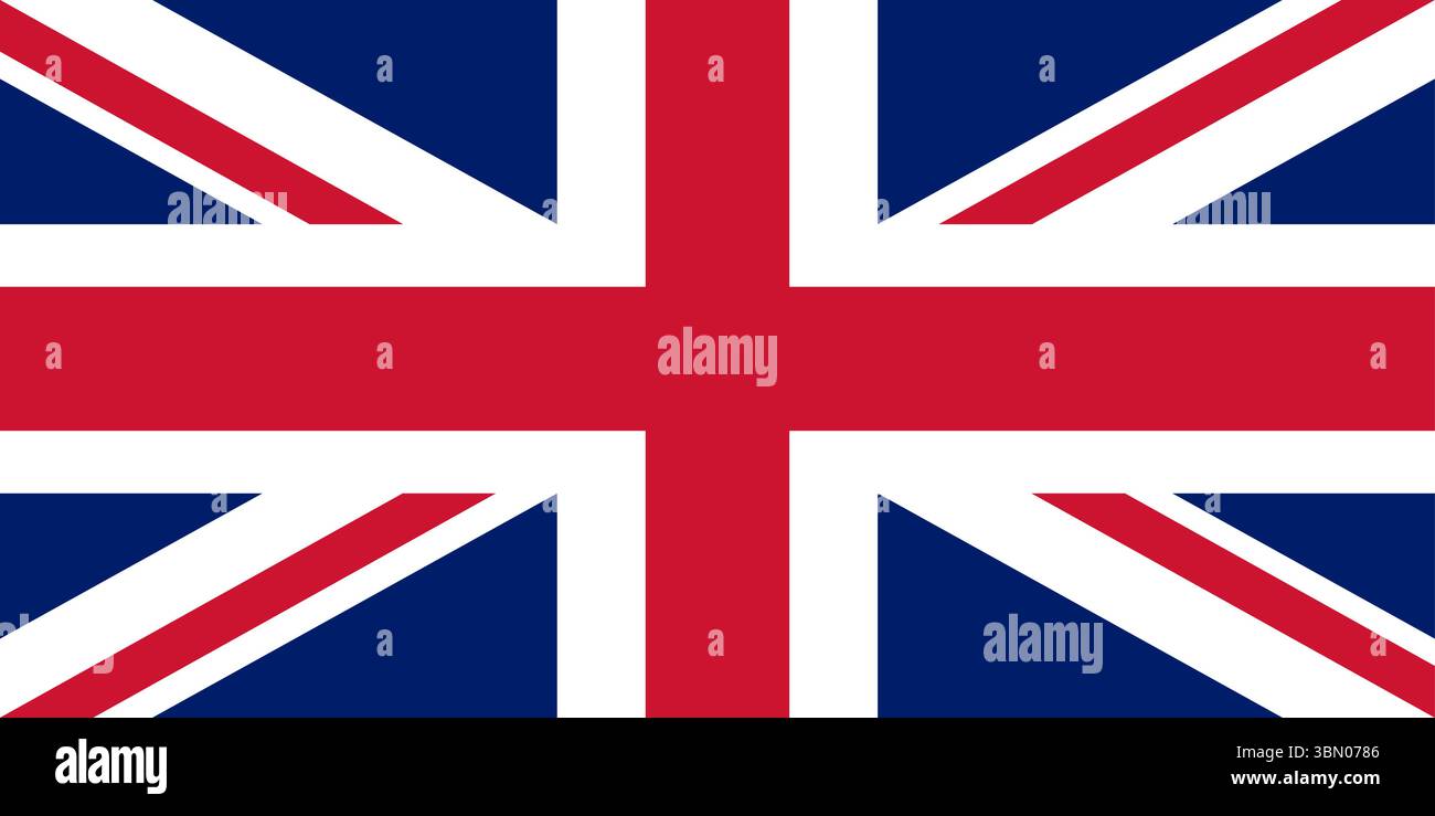 Vektorgrafik der nationalen Flagge des Vereinigten Königreichs im ursprünglichen Anteil. Nationaler Hintergrund des Vereinigten Königreichs Stock Vektor