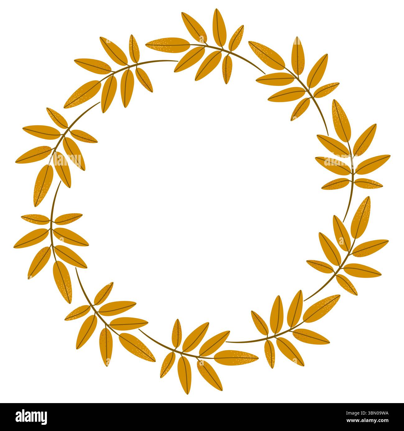Vektorisolierter Rundrahmen von gelben trockenen Herbstblättern. Rahmen für Text. Flaches Clipart für Design Stock Vektor