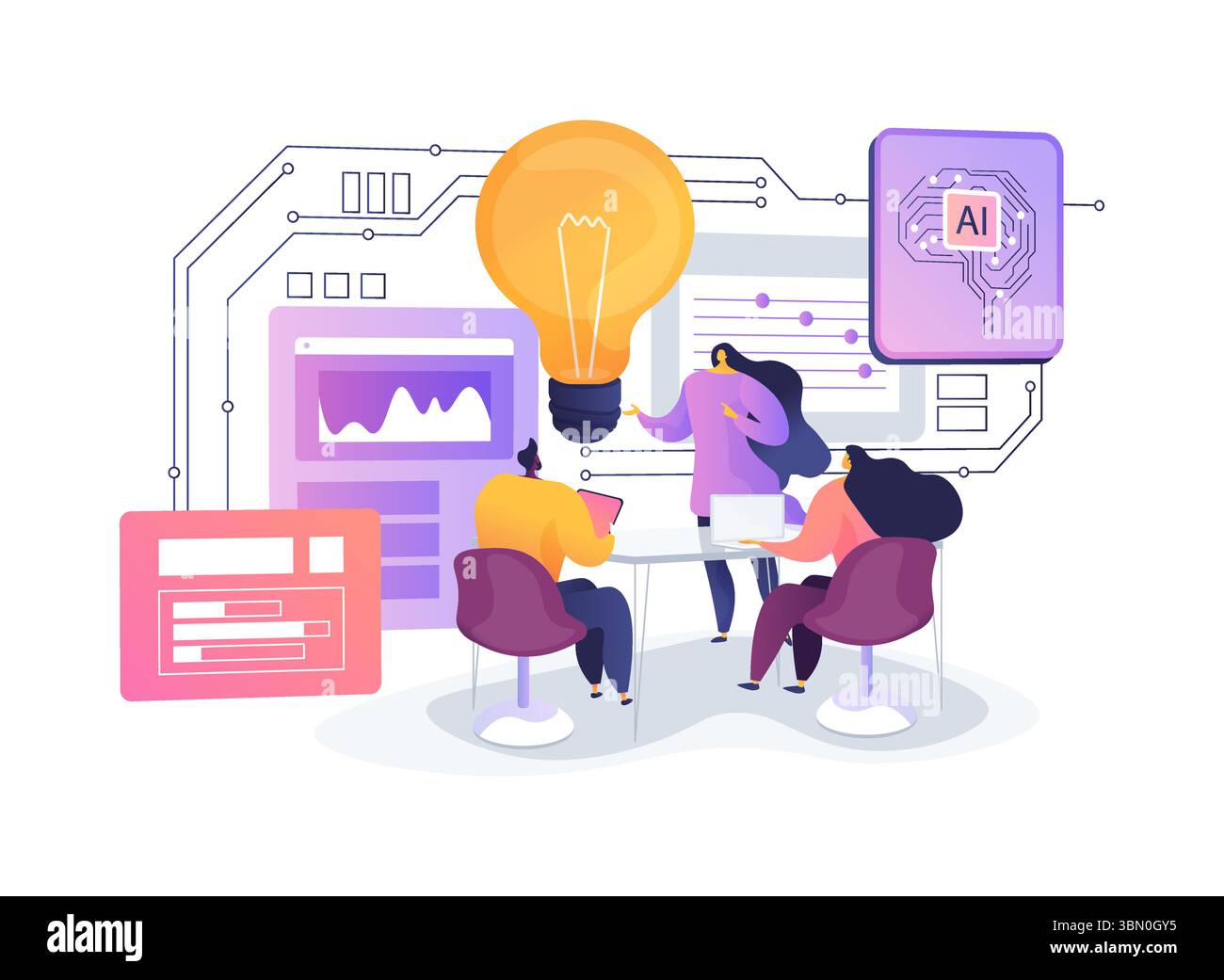 Virtuelle Brainstorming-Plattformen abstrakte Konzeptvektorillustration. Stock Vektor