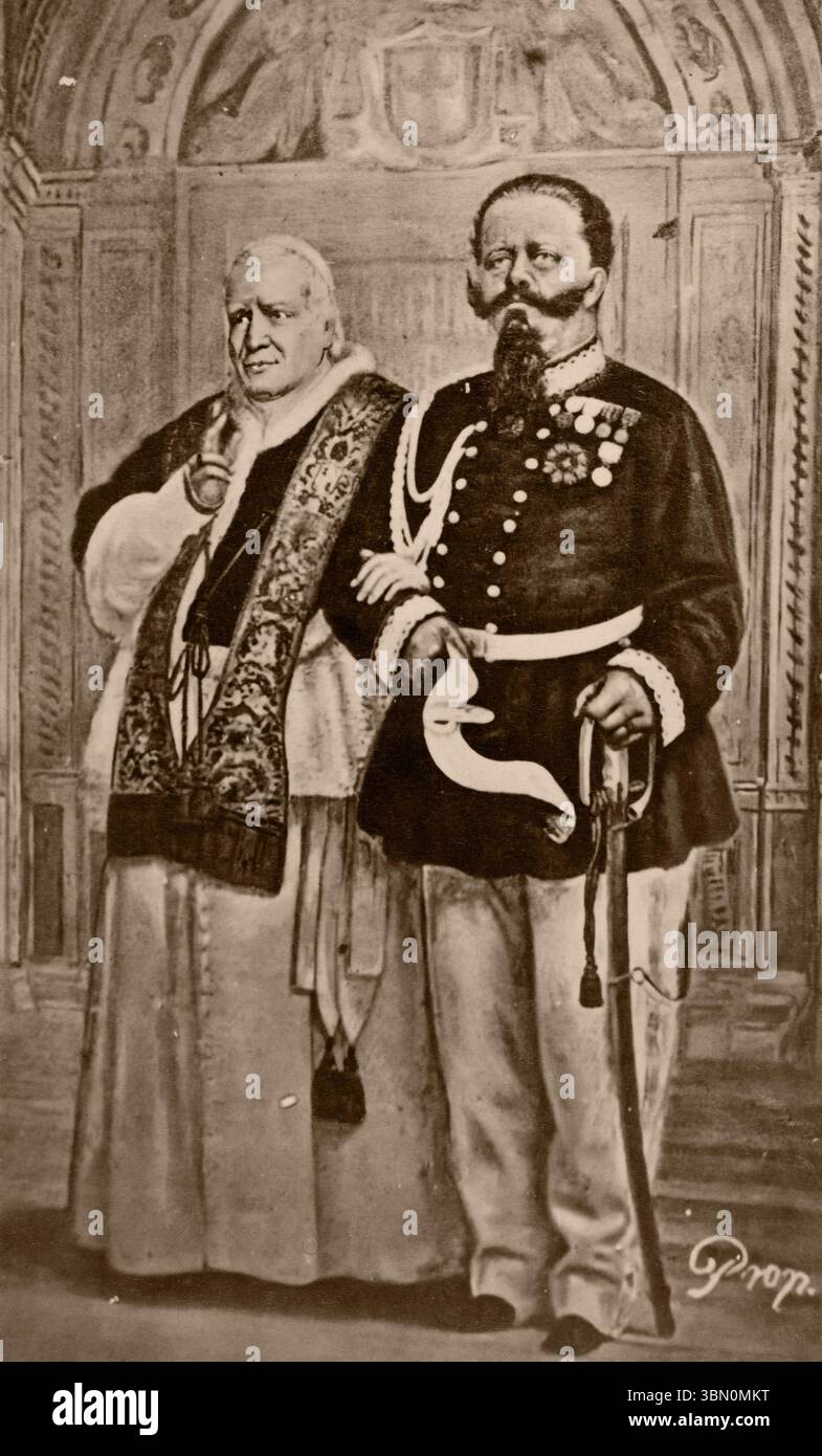 Porträt von Papst Pius IX. Und König Viktor Emmanuel II. Von Italien Stockfoto