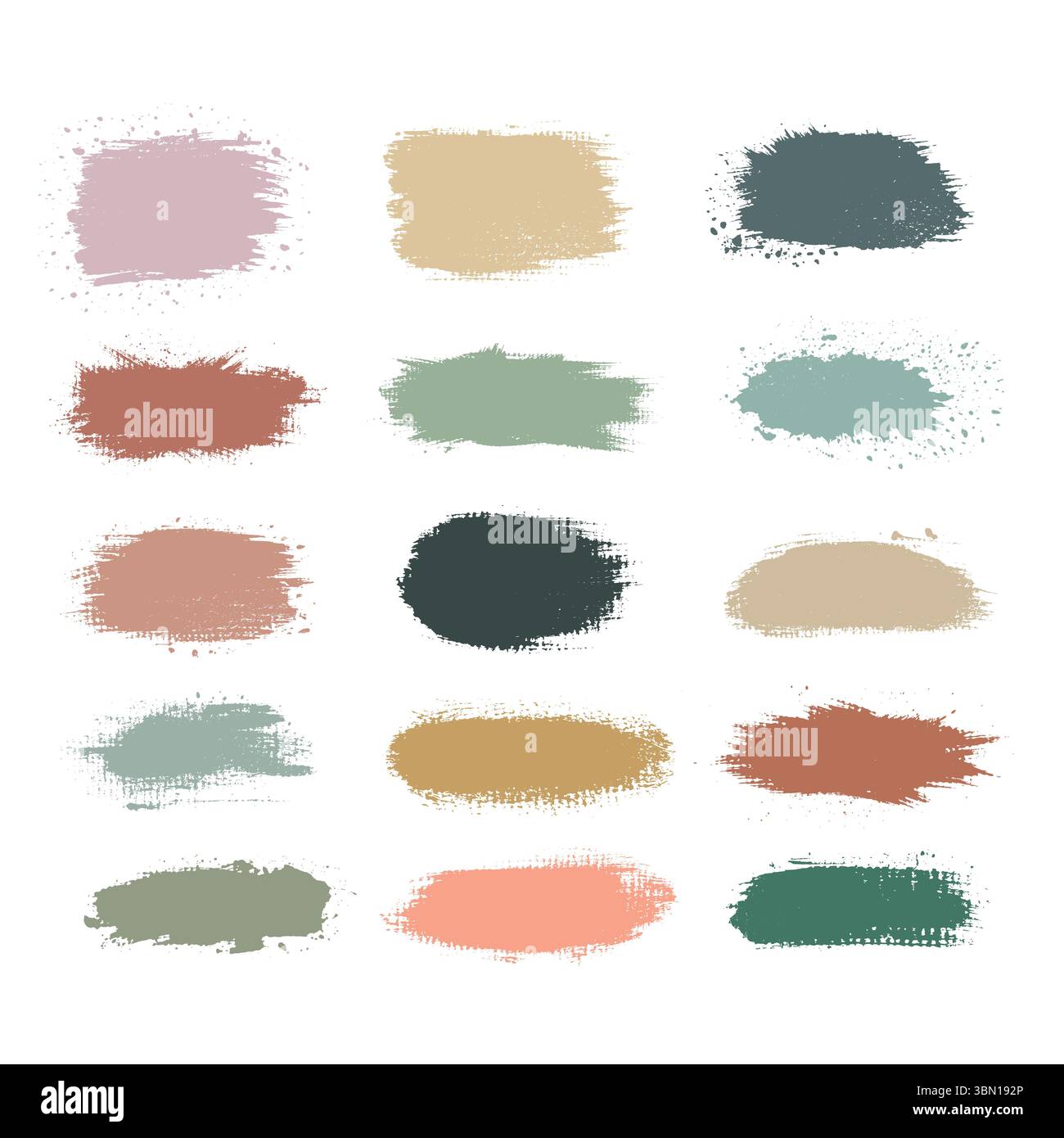 Bürsten. Handgezeichnete gemalte Striche, Box. Farbige Gestriffe. Stiftelemente, Markierungsformen. Abstrakte Pinselrahmen für Text und Banner Stock Vektor