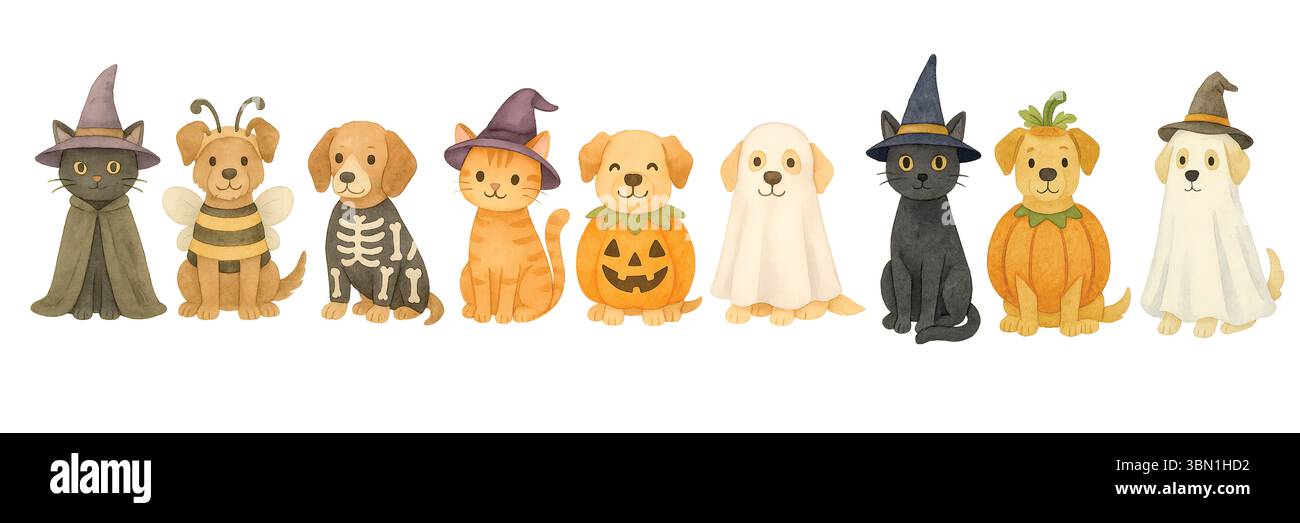 Halloween Aquarell Clipart – Niedliche Handgemalte Spooky Elements Stockfoto