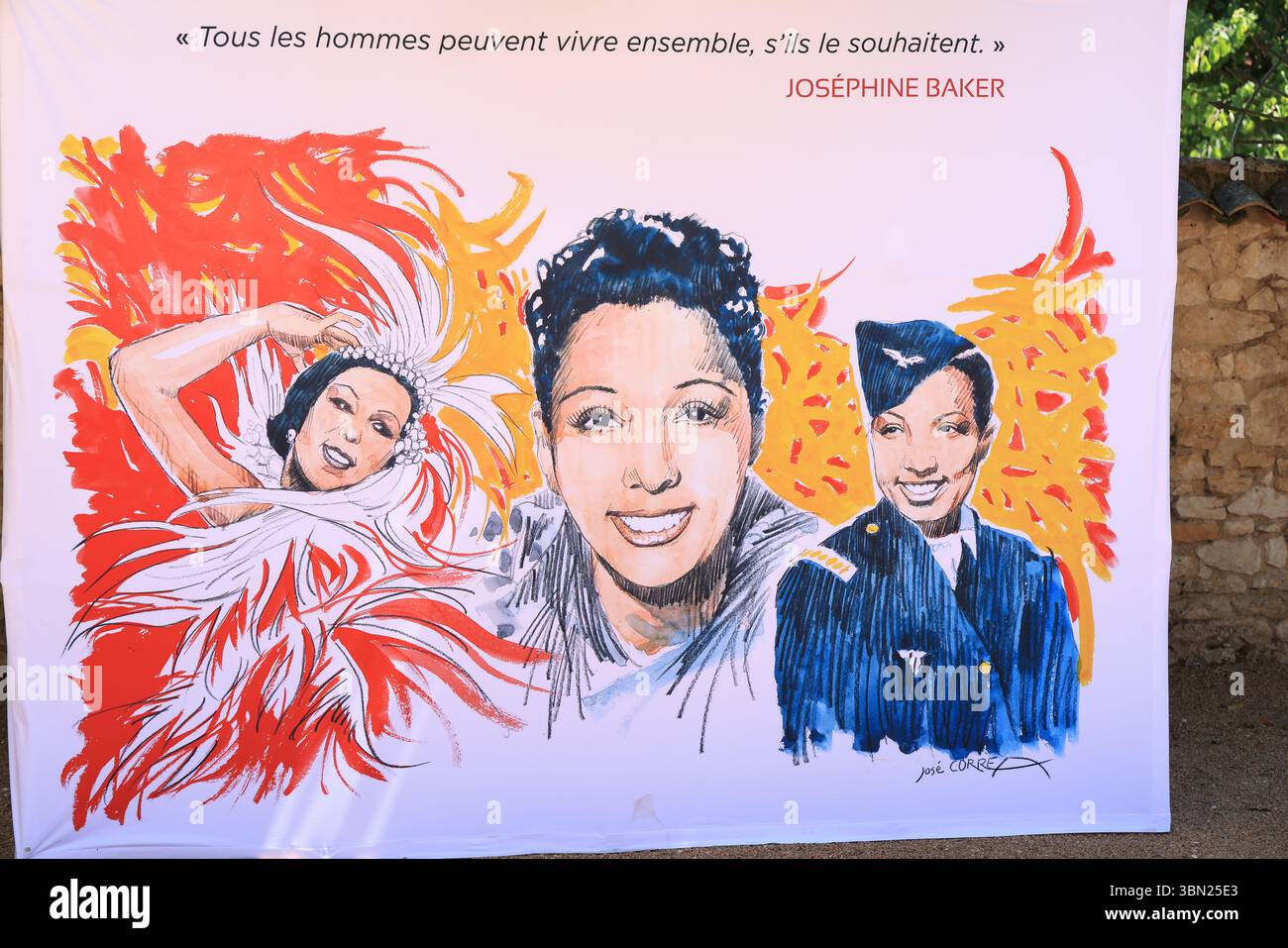 Joséphine Baker Festival im Château des Milandes, dem ehemaligen Wohnort von Joséphine Baker in der Region Périgord Noir im Südwesten Frankreichs. Stockfoto