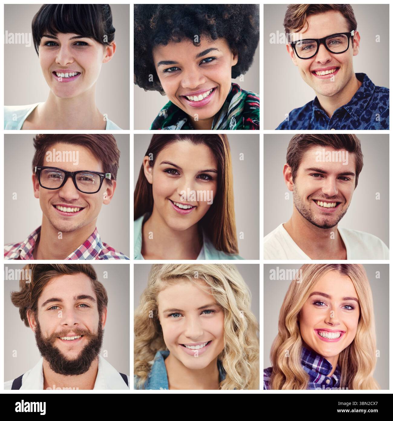 Menschen collage Portrait 3x3 Stockfoto