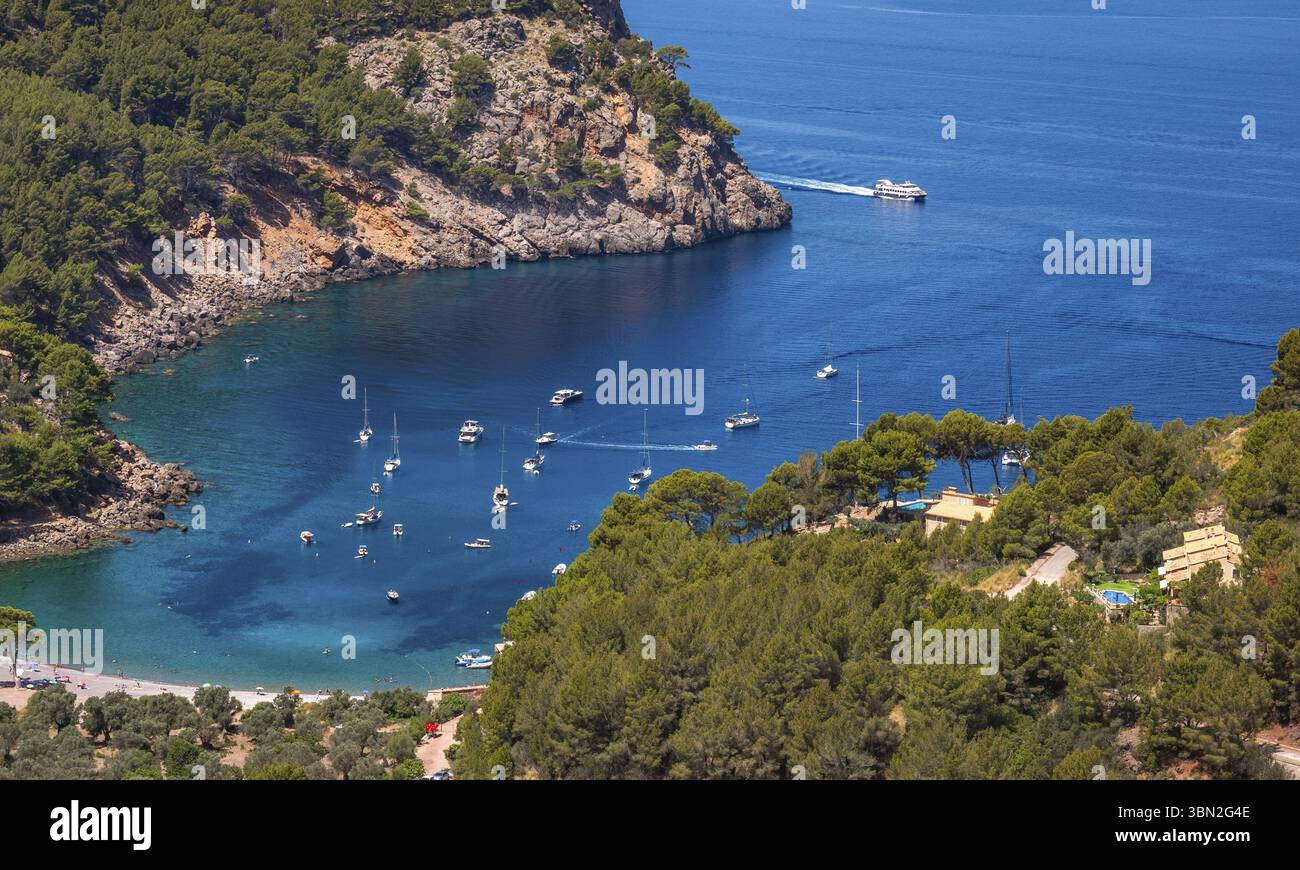 Cala Tuent, Escorca, Mittelmeer, Paraje Natural de la Sierra de Tramuntana, UNESCO-Weltkulturerbe, Mallorca, Islas Baleares, Spanien, Europa Stockfoto