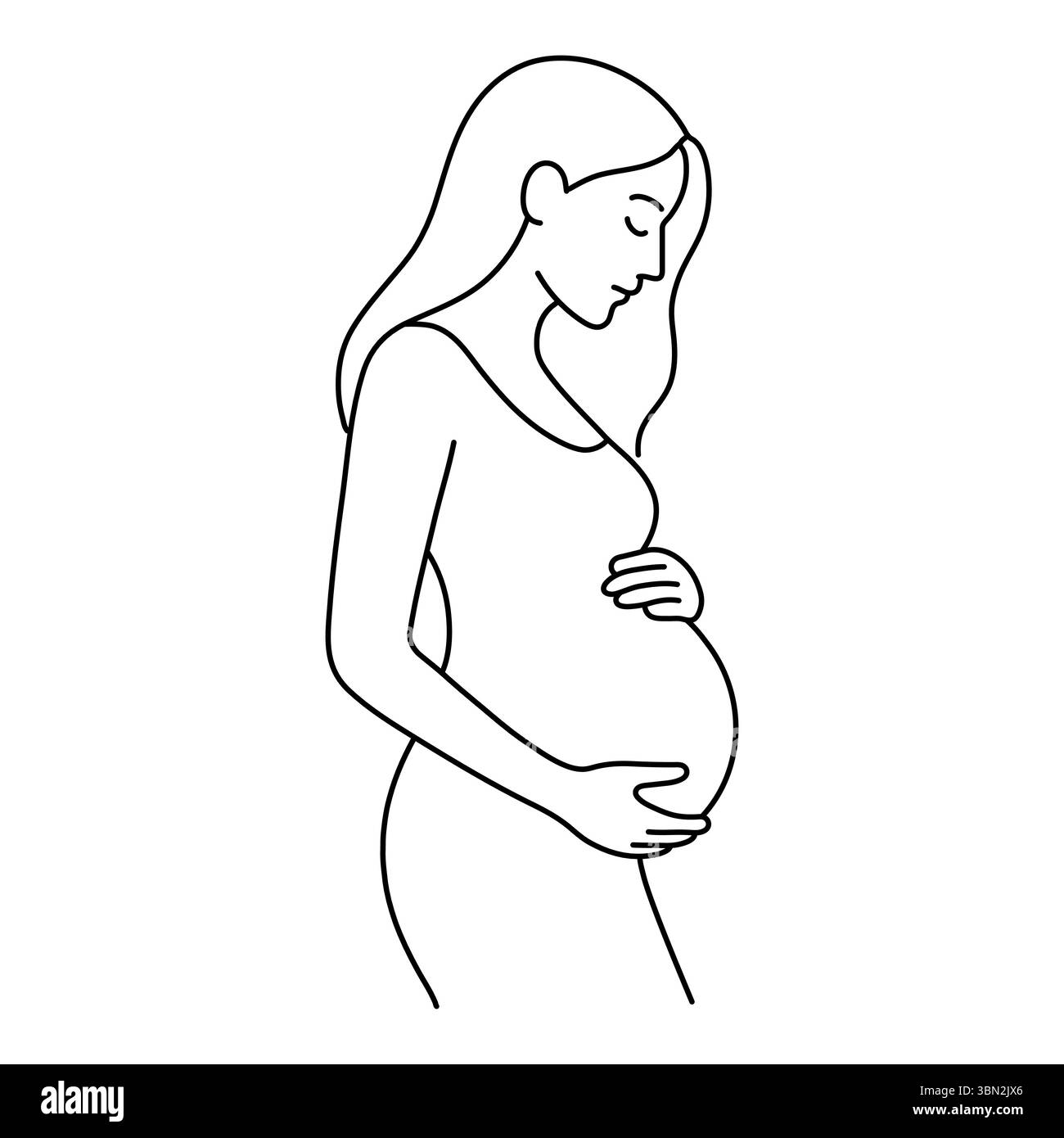 Schwangere Frau Icon Vektor isoliert. Liniensymbol der jungen Frau, die ein Baby erwartet. Schwangerschafts- und Mutterschaftskonzept Stock Vektor