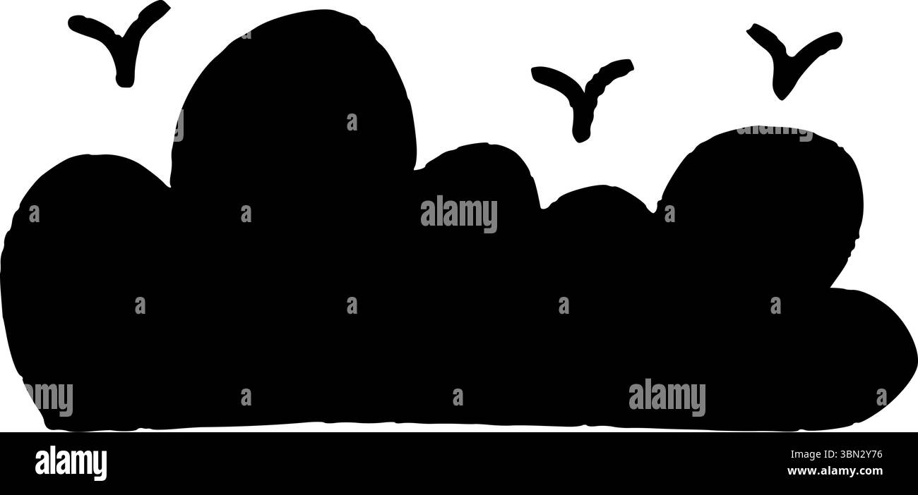 Wolke mit Vogelsilhouette isoliert auf einem transparenten Hintergrund, Vektorillustration Stock Vektor