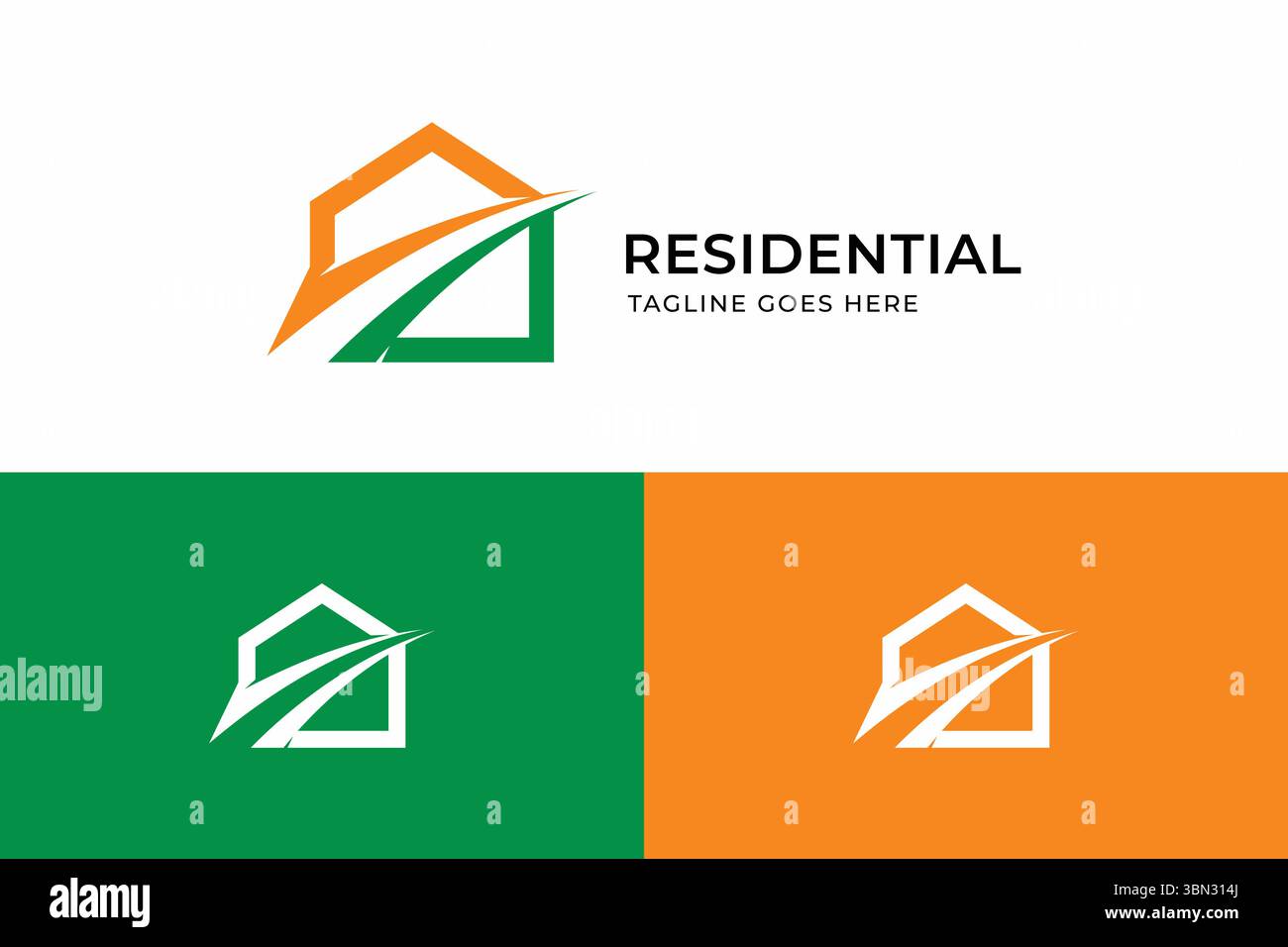 Logo für Wohn- und Immobilienberater mit Haus- und Autobahnkonzept Stock Vektor
