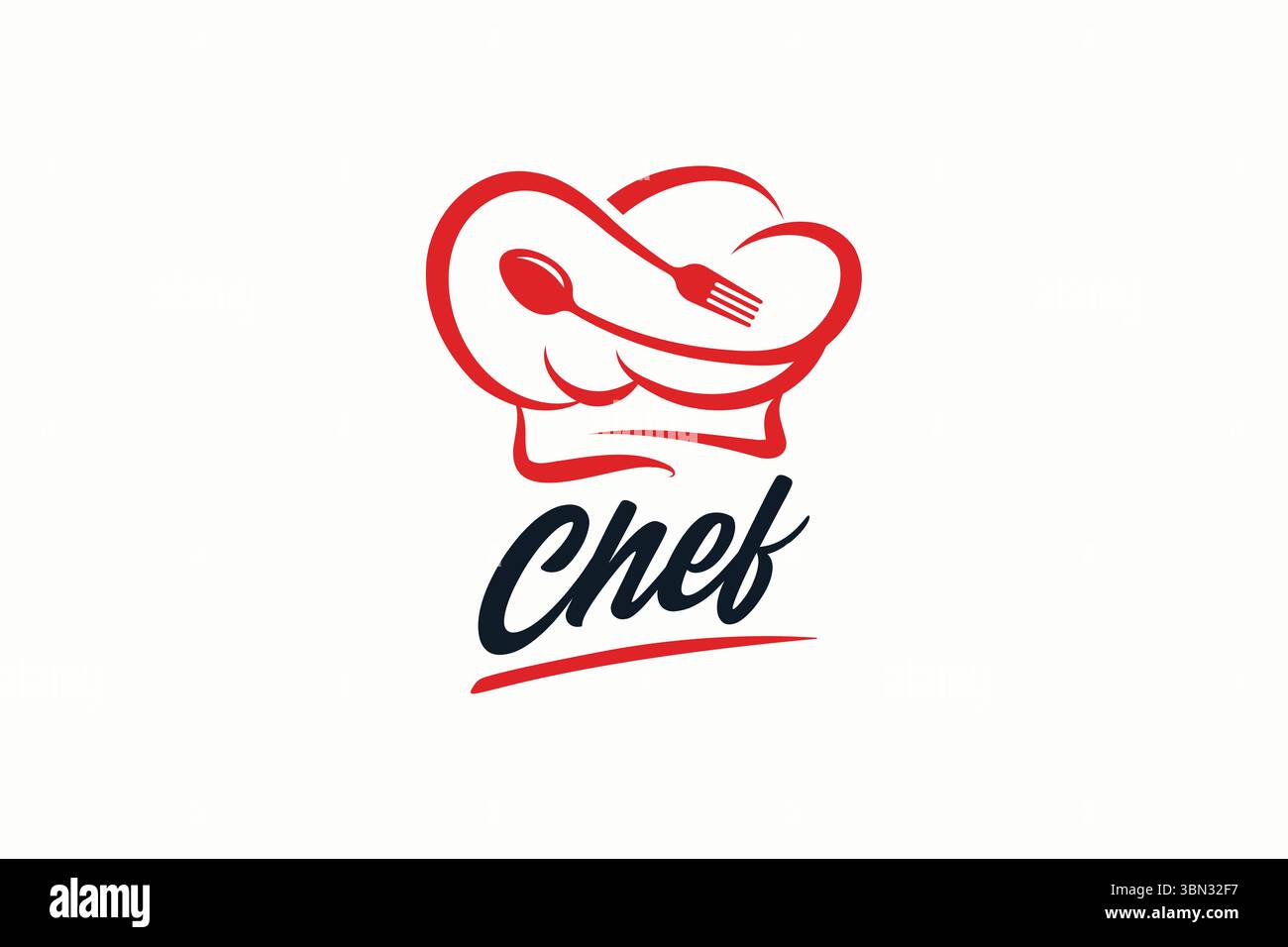 Logo des kulinarischen Restaurants mit Element Spoon Fork und Hut Chef Konzept Stock Vektor