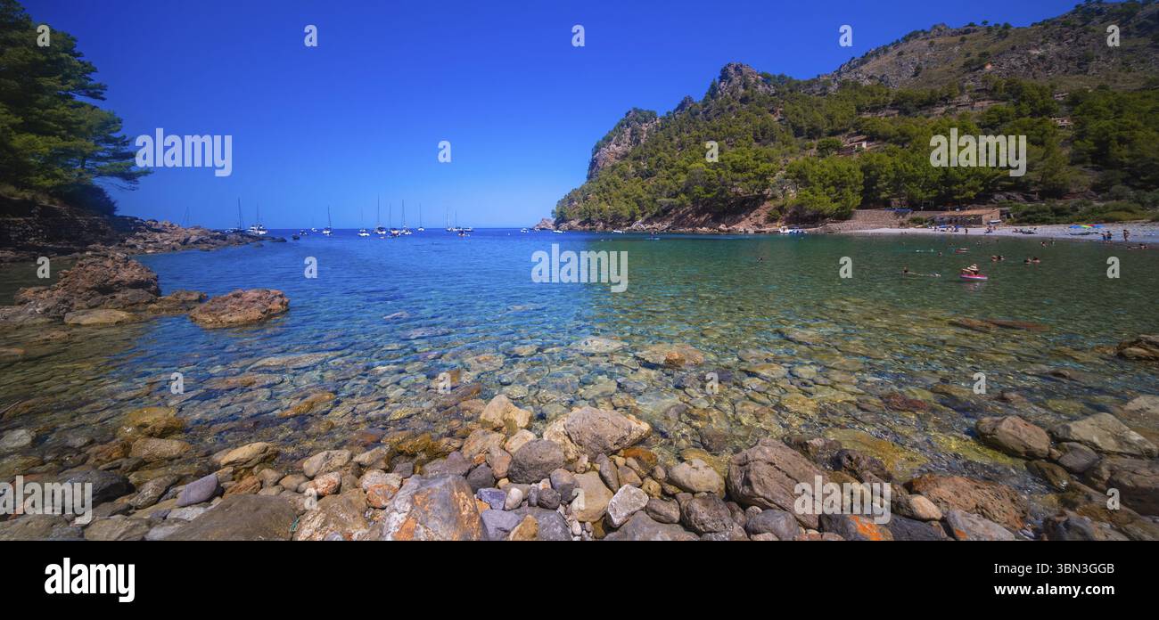 Cala Tuent, Escorca, Mittelmeer, Paraje Natural de la Sierra de Tramuntana, UNESCO-Weltkulturerbe, Mallorca, Islas Baleares, Spanien, Europa Stockfoto