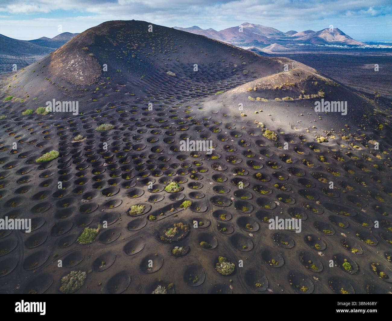 Spanien, Kanarische Inseln, Lanzarote, La Geria, Weinbau Stockfoto