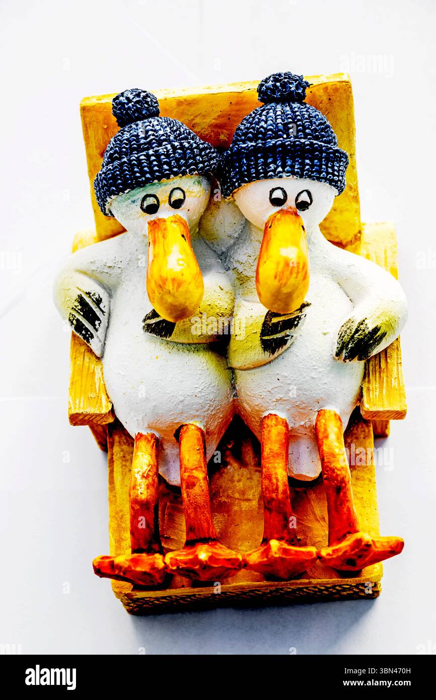 Souvenir aus dem Meer: Eine Möwenfamilie als Souvenir vom Meer Stockfoto