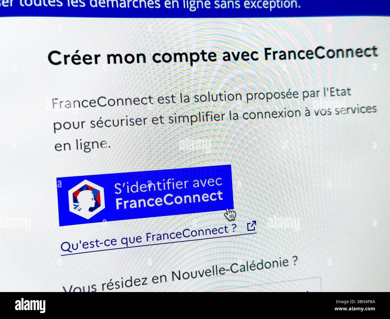 France CONNECT-Website Stockfoto