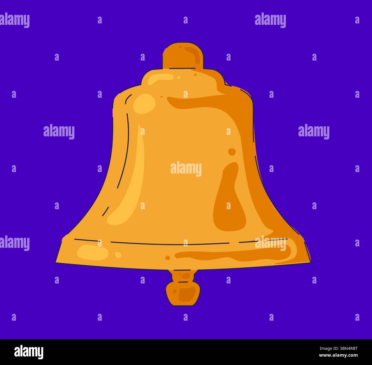 Eine atemberaubende Illustration des goldenen Glockenbilds, die speziell für Benachrichtigungen und Warnungen entwickelt wurde Stockfoto