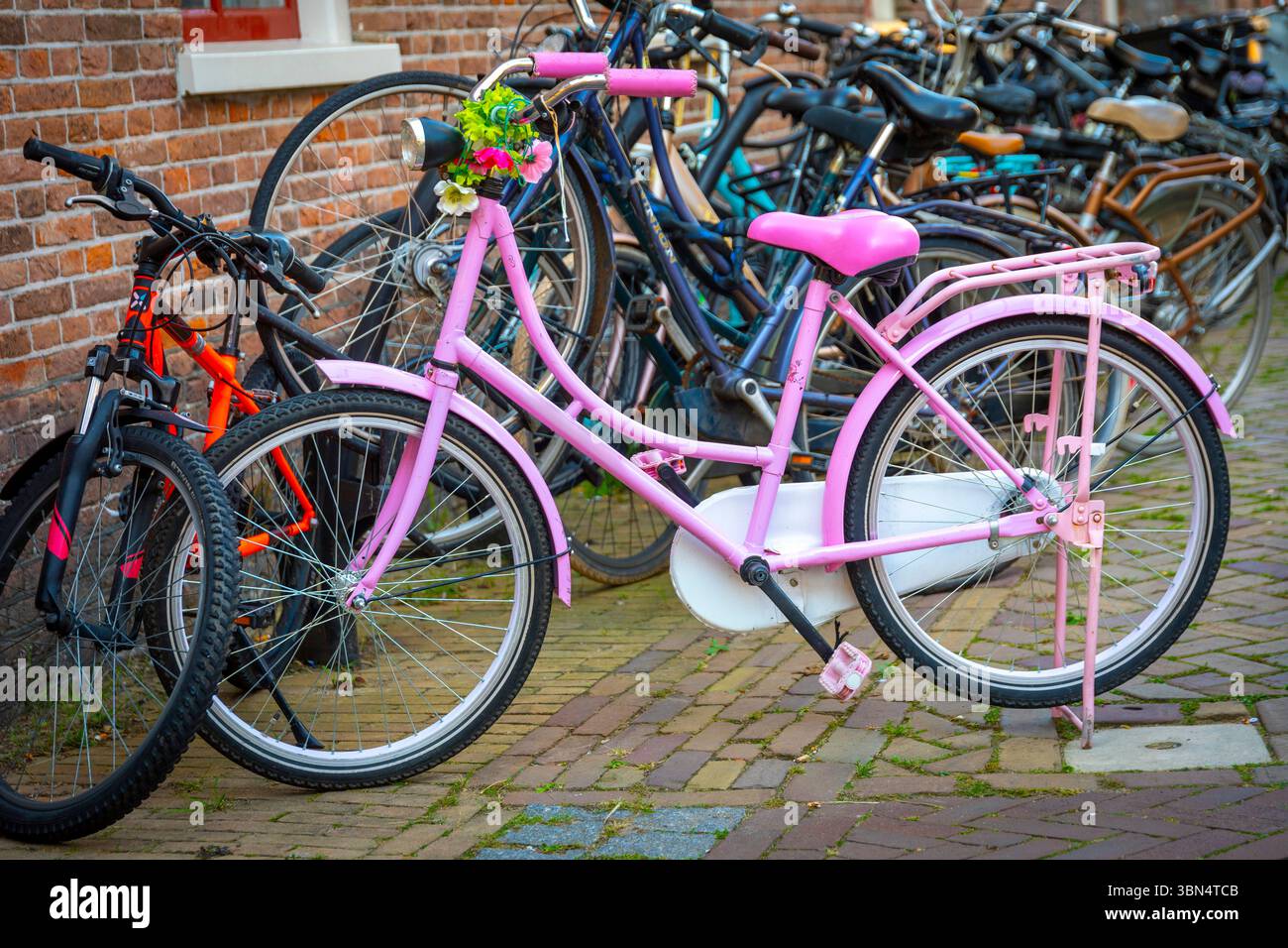 Ein rosafarbenes Fahrrad Stockfoto