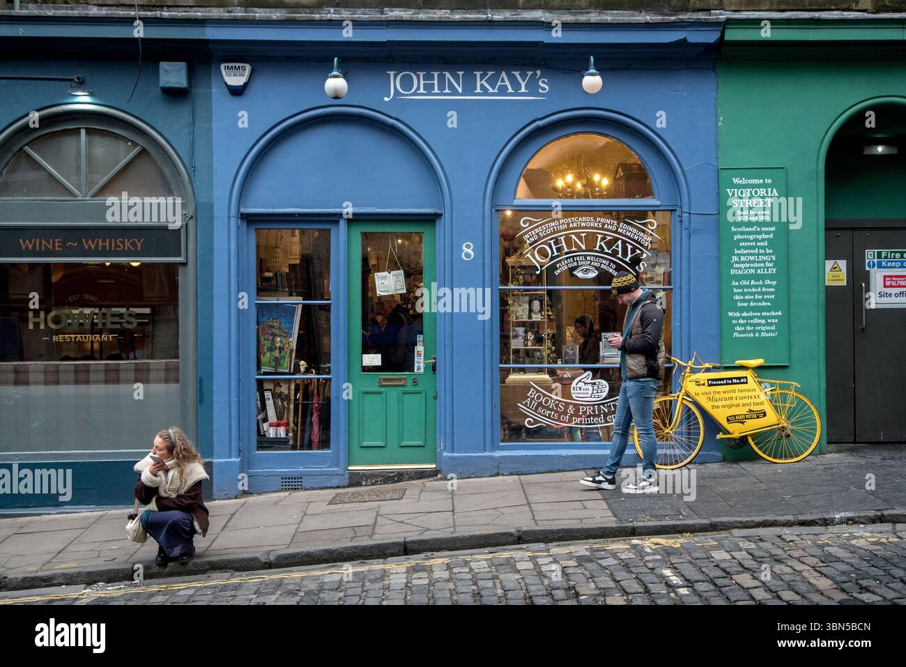John Kay's Bookshop in der Victoria Street, Edinburgh, Schottland, Großbritannien. Stockfoto