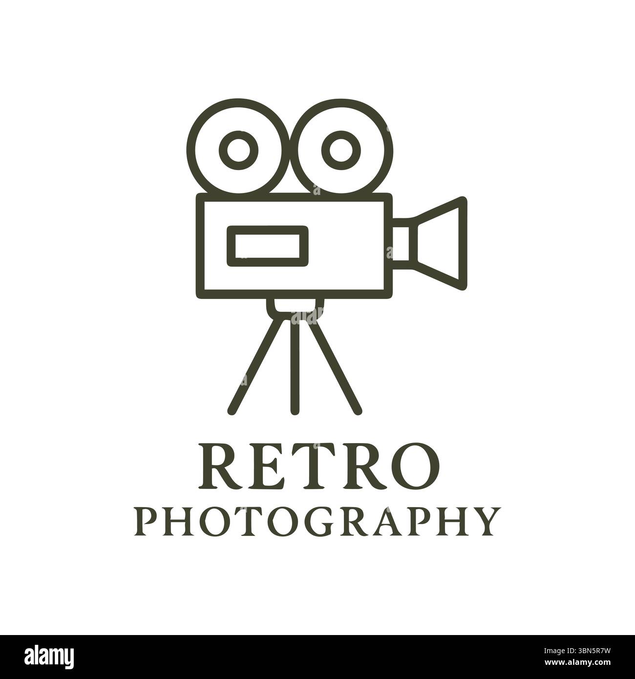 Retro-Fotografie Vintage-Filmkamera-Symbol mit Stativdesign für Creative Arts Studio Stock Vektor