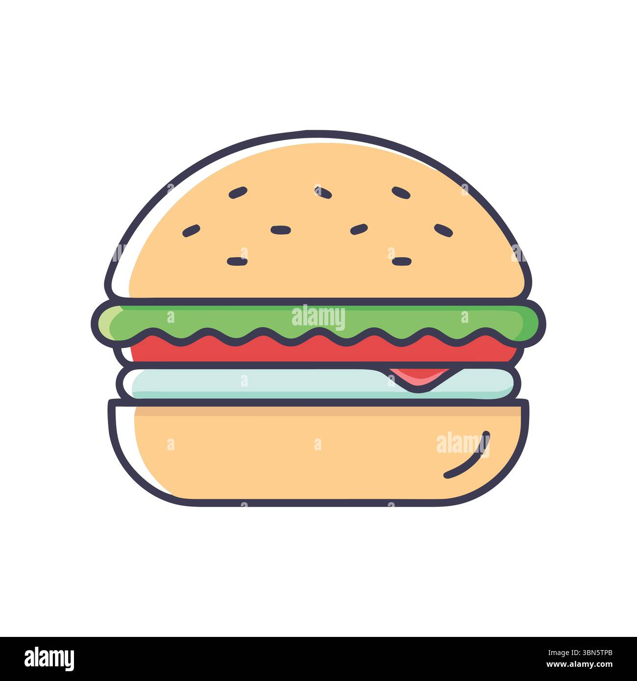 „Köstlicher Burger mit frischen Zutaten – perfekt für Ihre nächste Mahlzeit“ Stock Vektor