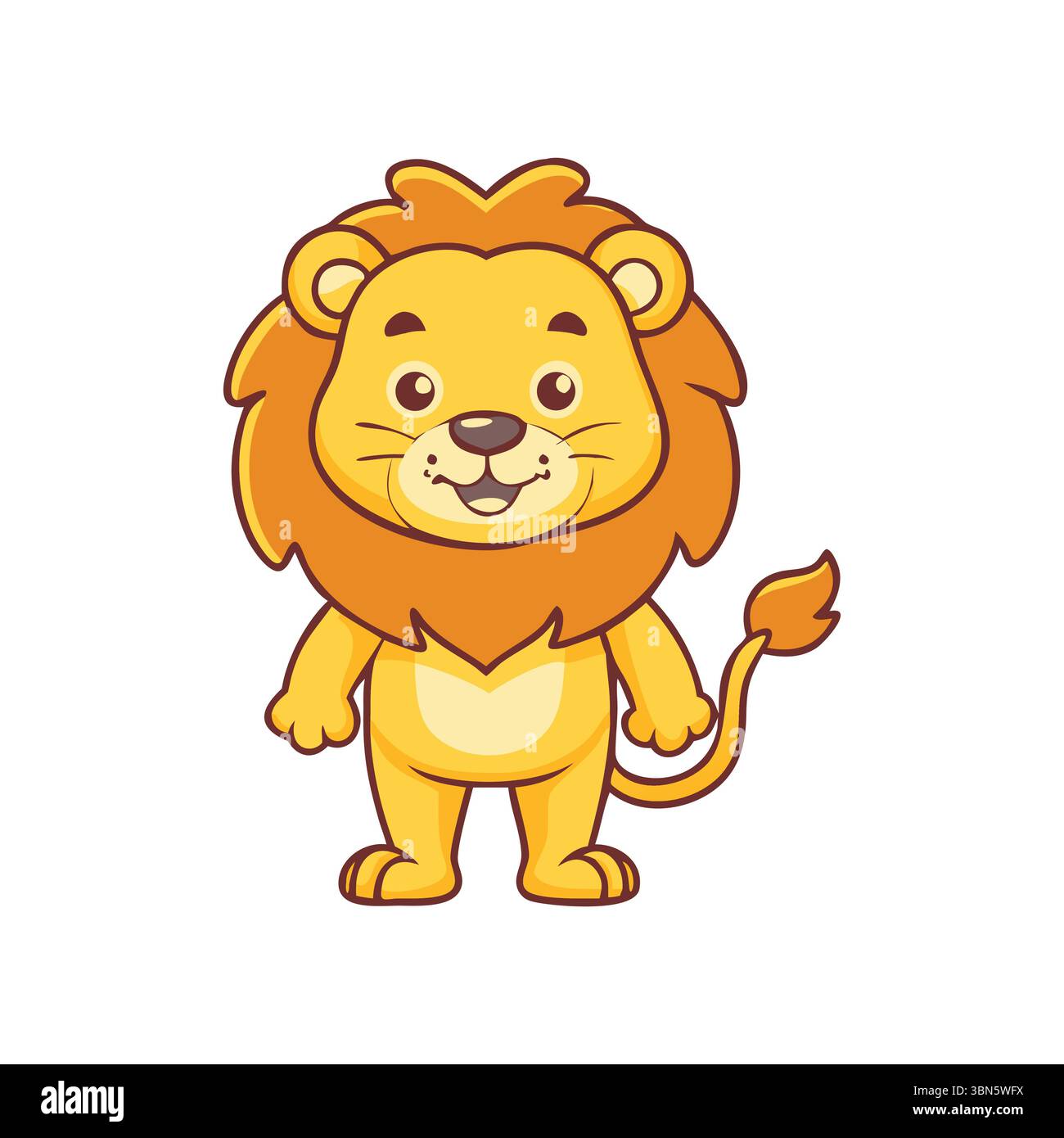 Niedlicher Cartoon Löwe - niedlicher Charakter mit Mähne Stock Vektor