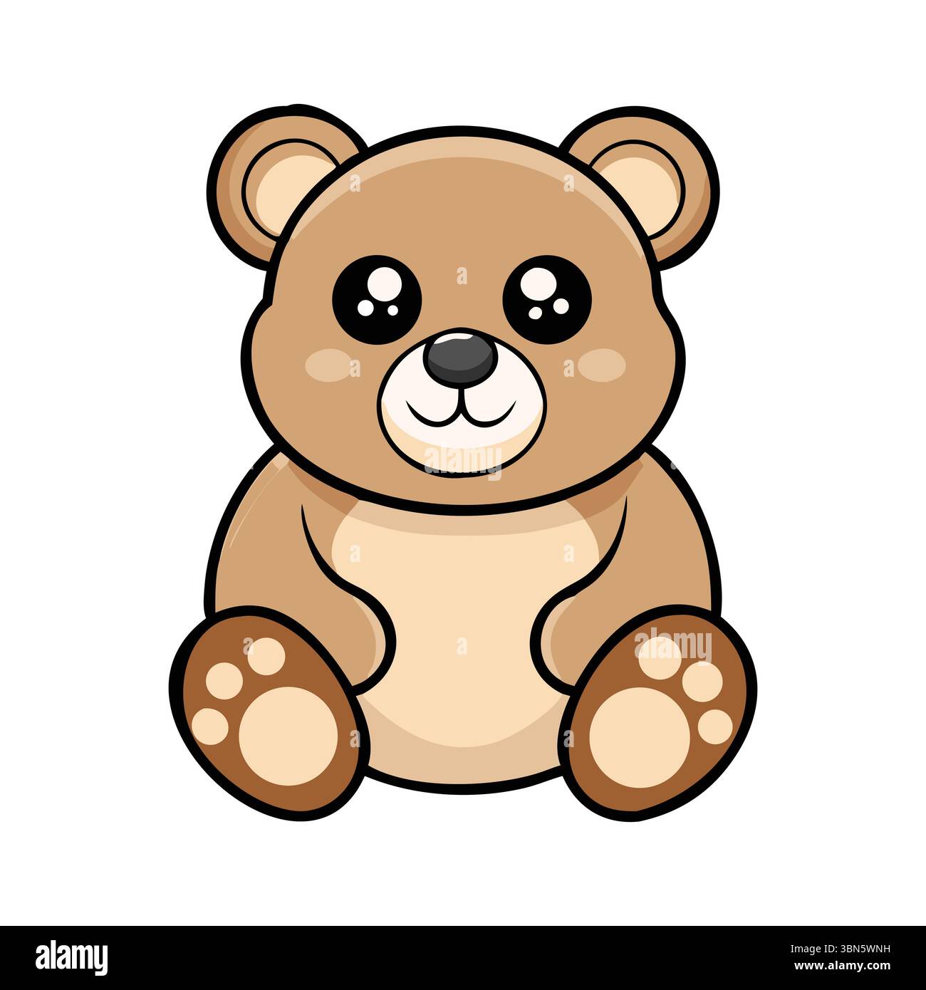 Niedlicher Cartoon Bär - niedliche sitzende Figur mit großen Augen Stock Vektor