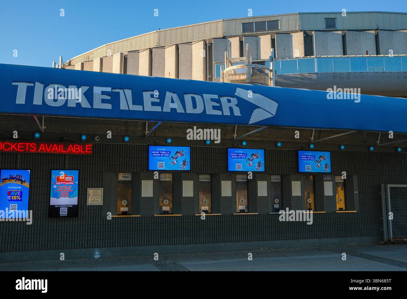 Die TicketLeader-Fenster im Pacific Coliseum, Hastings Park in Vancouver, BC. Stockfoto