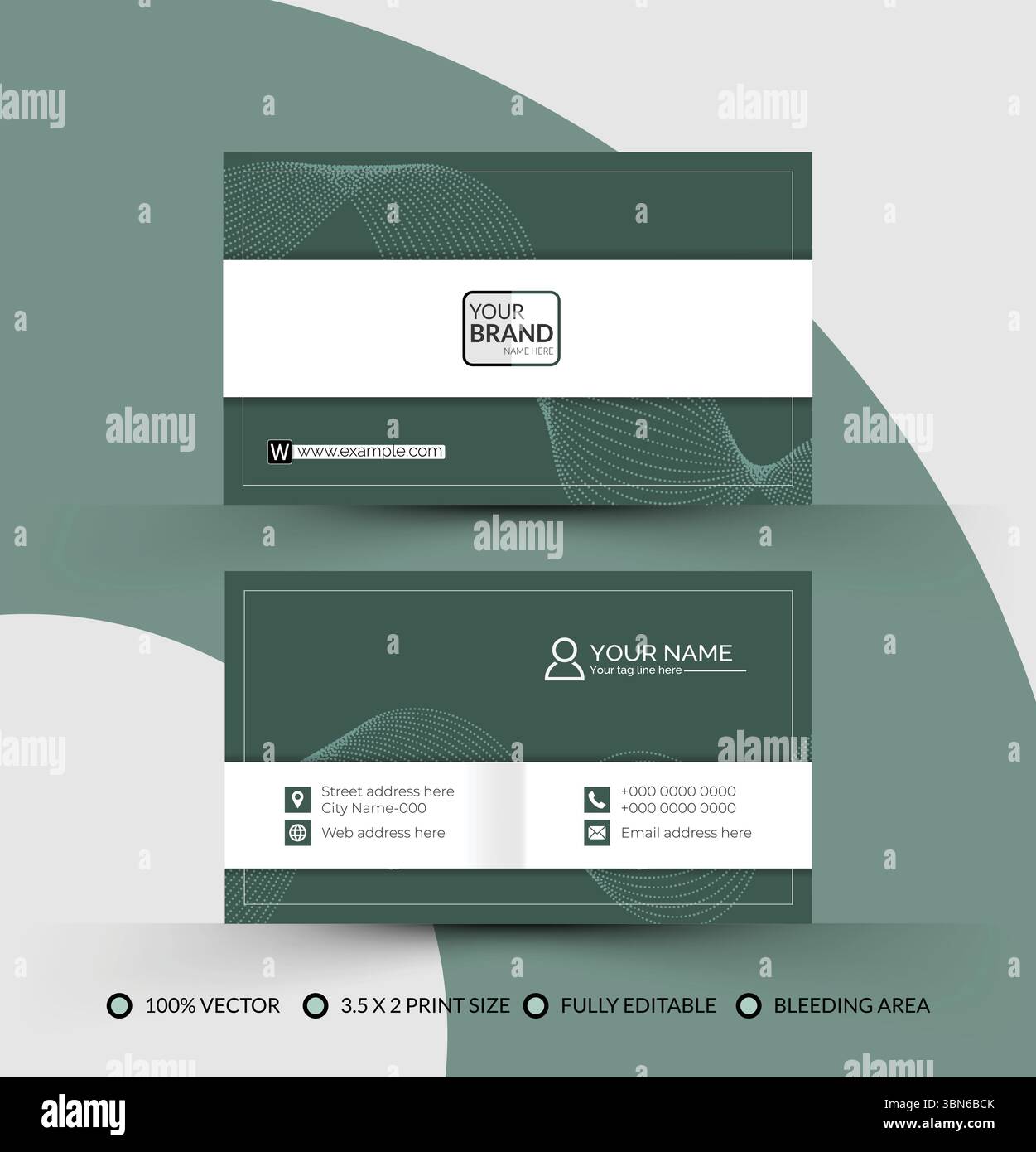 Doppelseitige einfache Visitenkartenvorlage. Horizontales und vertikales Layout. Vektorabbildung Stock Vektor