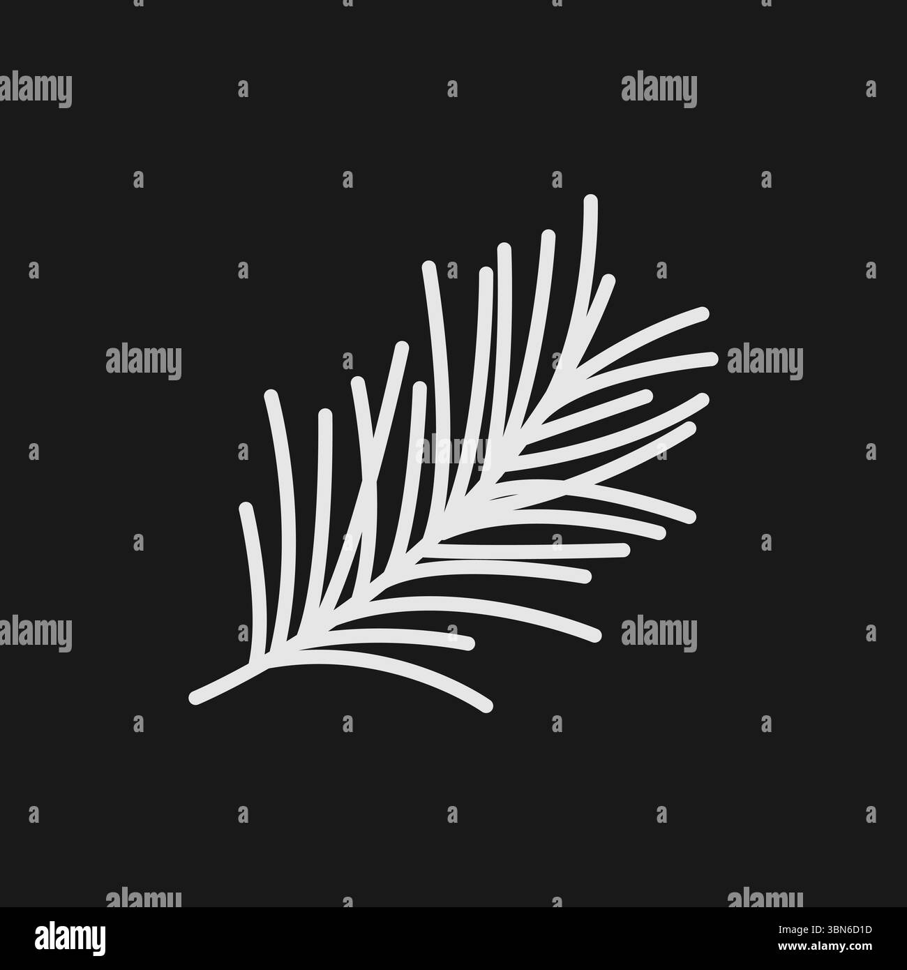 Rosmarin-Kräuter- und Kiefernzweig-Symbol für kulinarische Würze und Winterdekoration Stock Vektor