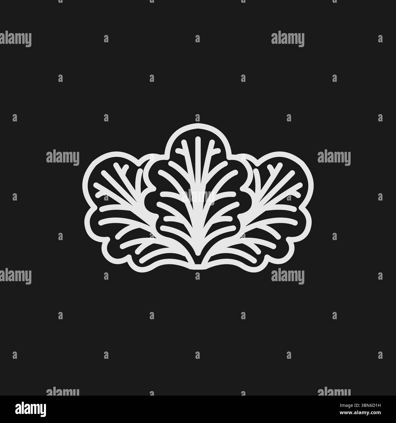 Japanische Paulownia „Kiri“ Mon Crest Symbol für traditionelle asiatische Kunst und elegantes Dekorationsdesign Stock Vektor