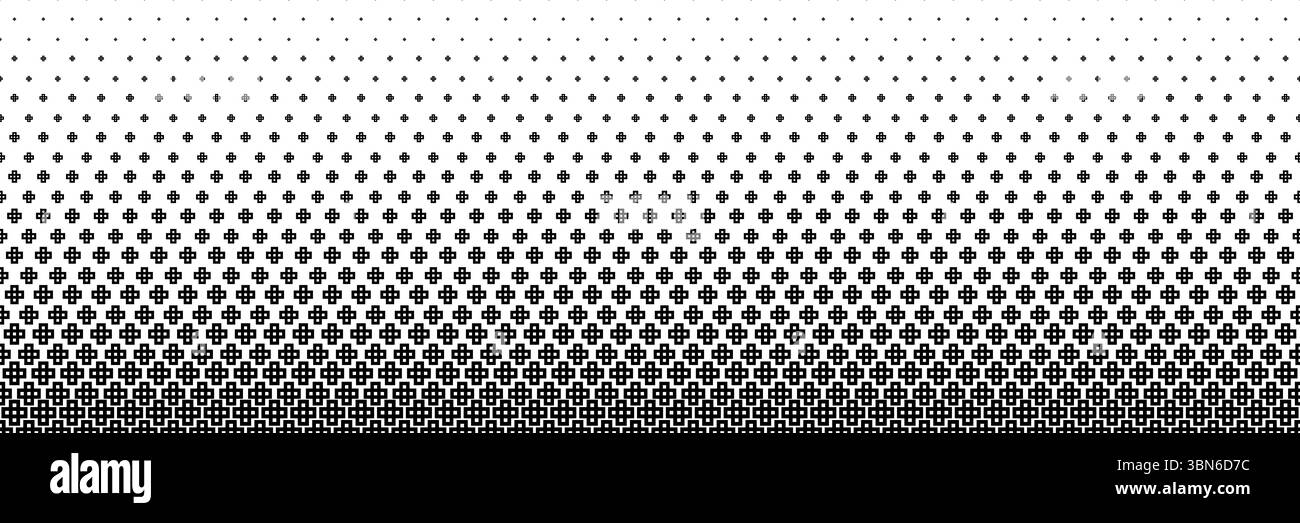 Horizontaler Halbton des schwarzen Konturkreuzes oder Plusdesign für Muster und Hintergrund. Stock Vektor