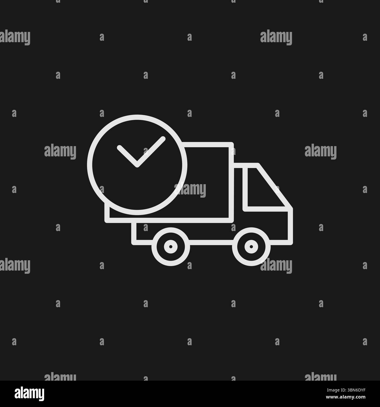 Symbol für pünktliche Lieferung und planmäßige Lieferung für Express-Logistik und bestätigte Transportdienste Stock Vektor