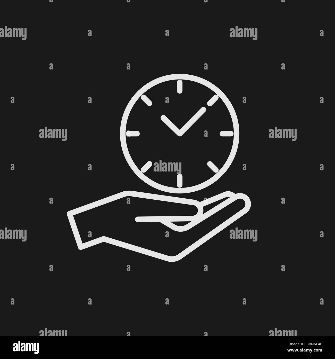 Symbol für Zeitmanagement und Produktivität mit Hand, die eine Uhr hält, für effektive Planung und pünktlichen Service Stock Vektor Symbol für Zeitmanagement und Produktivität mit Hand, die eine Uhr hält, für effektive Planung und pünktlichen Service Stock Vektor