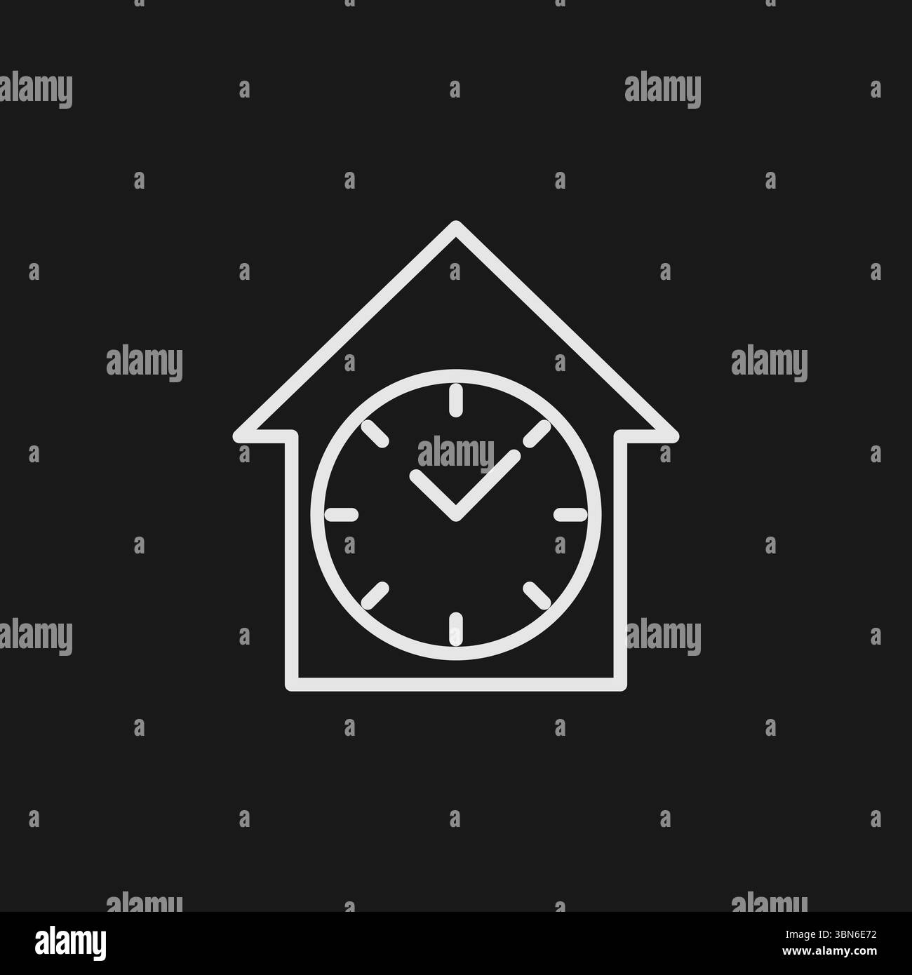 Symbol für Heimanzeige und Real Estate Clock für Arbeitszeitpläne und Immobilienverwaltung Stock Vektor