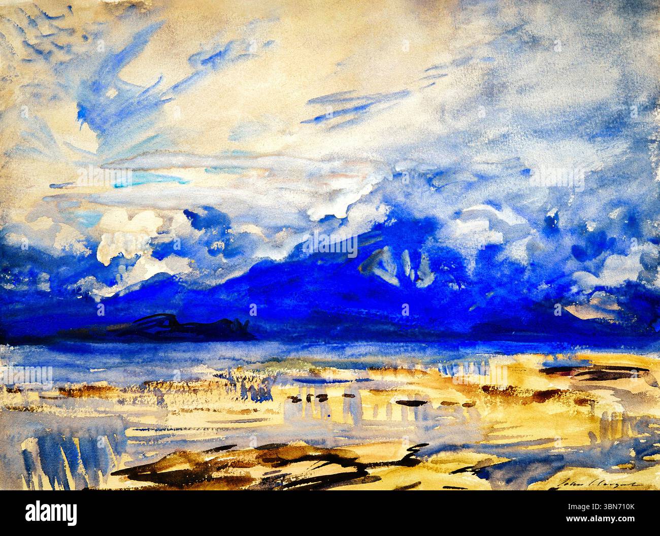 Sirmione von John Singer Sargent, 1913 Landschaftsmalerei, Gardasee-Szene, italienische Seestadt, Public Domain Fine Art Stockfoto