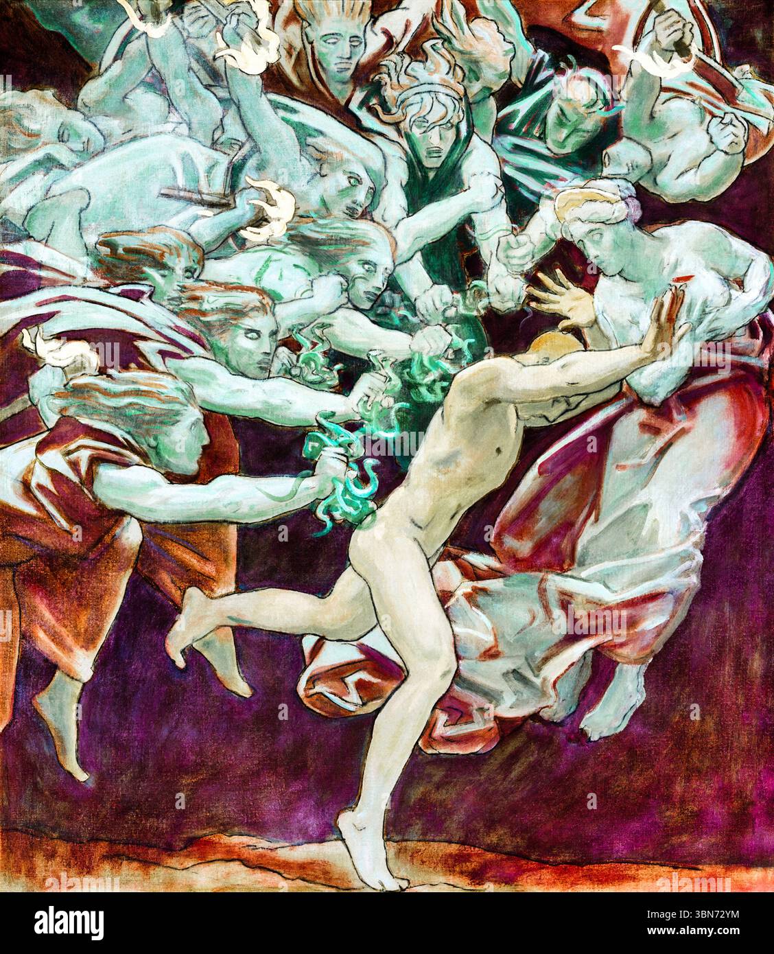 Study for Orestes and the Furies von John Singer Sargent, ca. 1920-1921, MFA Boston Mural Sketch, griechische Mythologie-Szene, Public Domain Fine Art Stockfoto